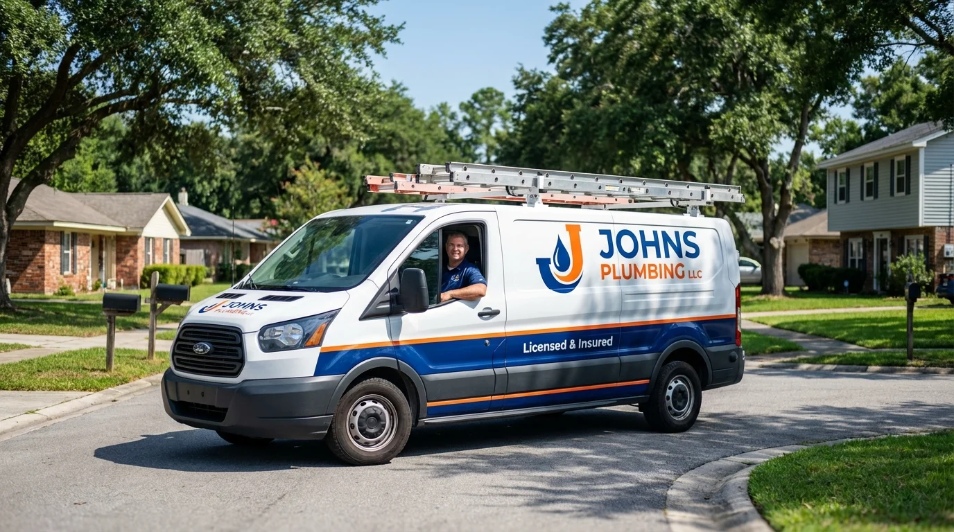 Johns Plumbing LLC service van in Poseyville, IN