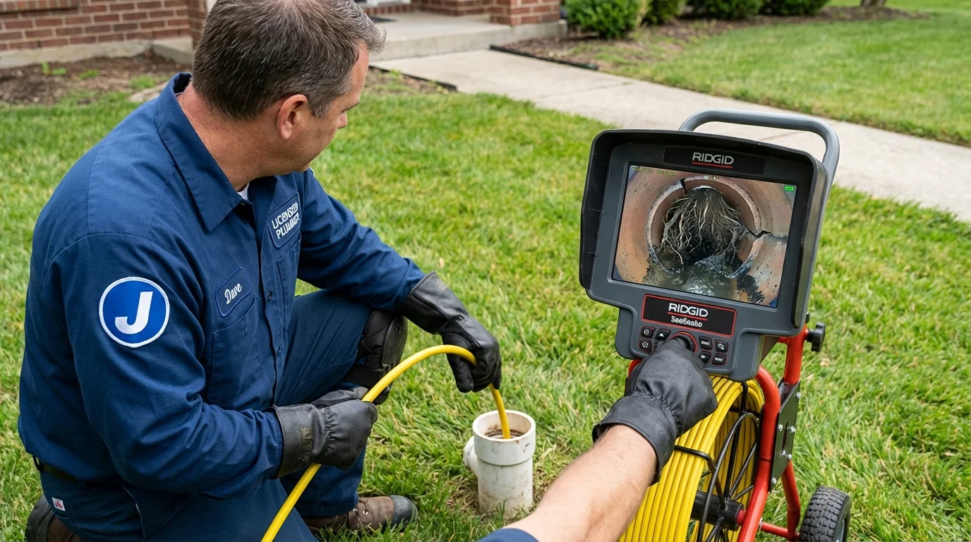 Sewer camera inspection being performed by Johns Plumbing LLC in Poseyville